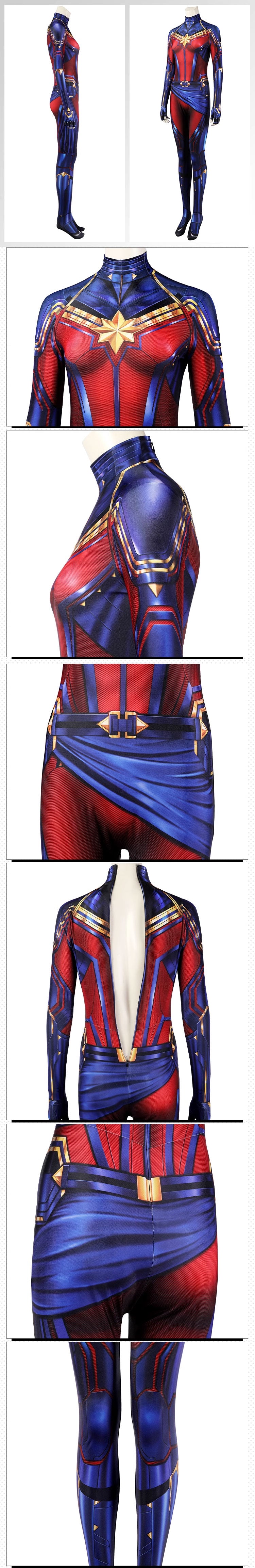 Avengers: Endgame Captain Marvel Carol Danvers Jumpsuit Cosplay Costumes